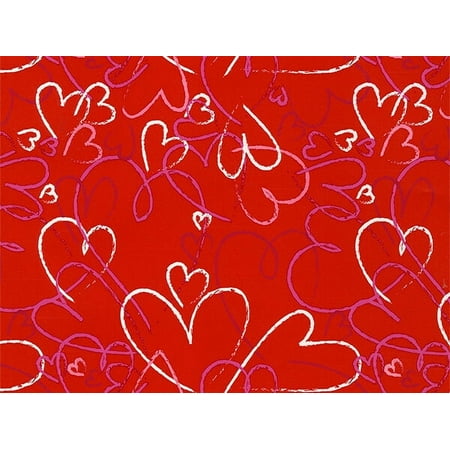 Pack of 1, Heart Toss 26" x 417' Half Ream Roll Gift Wrap for Holiday, Party, Kids' Birthday, Wedding & Special Occasion Packaging