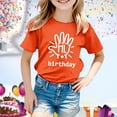 thumbnail image 2 of MEZZALL T-Shirt à Manches Courtes pour Fille d'Anniversaire, Col Rond, Coupe Décontractée, Basique, Orange, 3-4 Ans, 2 of 4