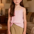 thumbnail image 4 of Gaexia Girls Summer Casual Lightweight Sleeveless Tank Top With Striped Design For Cool Playful Style (Red,11-12 Years), 4 of 7