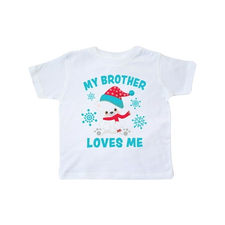 

Inktastic Polar Bear My Brother Loves Me in Santa Hat with Snowflakes Gift Toddler Boy or Toddler Girl T-Shirt
