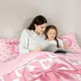 thumbnail image 5 of jejeloiu Bowknot Monogrammed D Twin Comforter Sets,Modern Geometric Checkered Bedding Set For Girls Teens Reversible 2pcs, 5 of 8