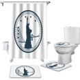 thumbnail image 2 of FMSHPON Independence Day 4th of July 4 Piece Bathroom Set Shower Curtain Bath Rug Contour Mat and Toilet Lid Cover, 2 of 8