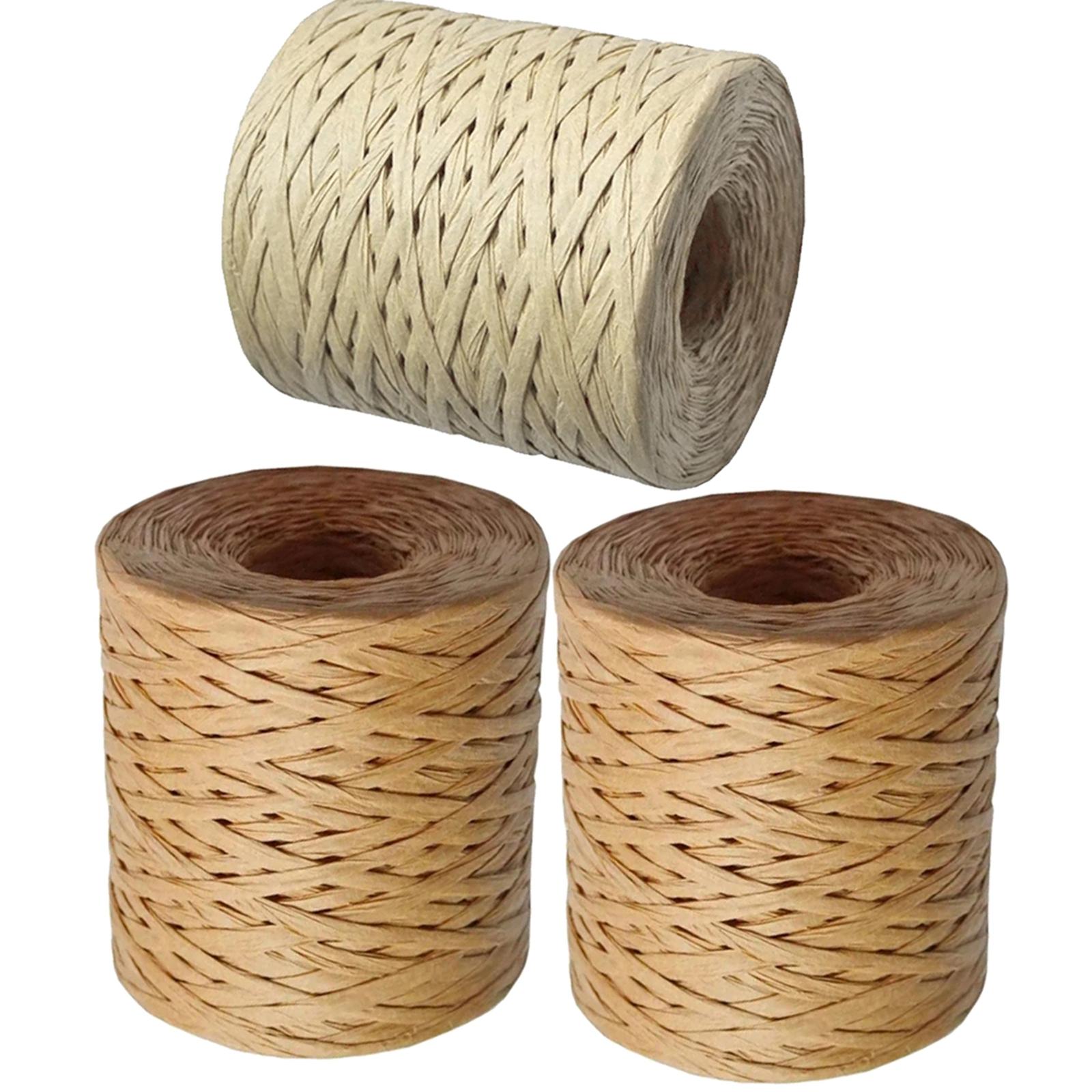 3Rolls 218.72Yards Raffia Ribbon Cellulose Paper Twine Raffia Grass Yarn  for Gift Wrapping, Festival Decoration, Craft 