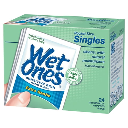 (2 pack) Wet Ones Sensitive Skin Hand Wipes Individually Wrapped Singles - 24