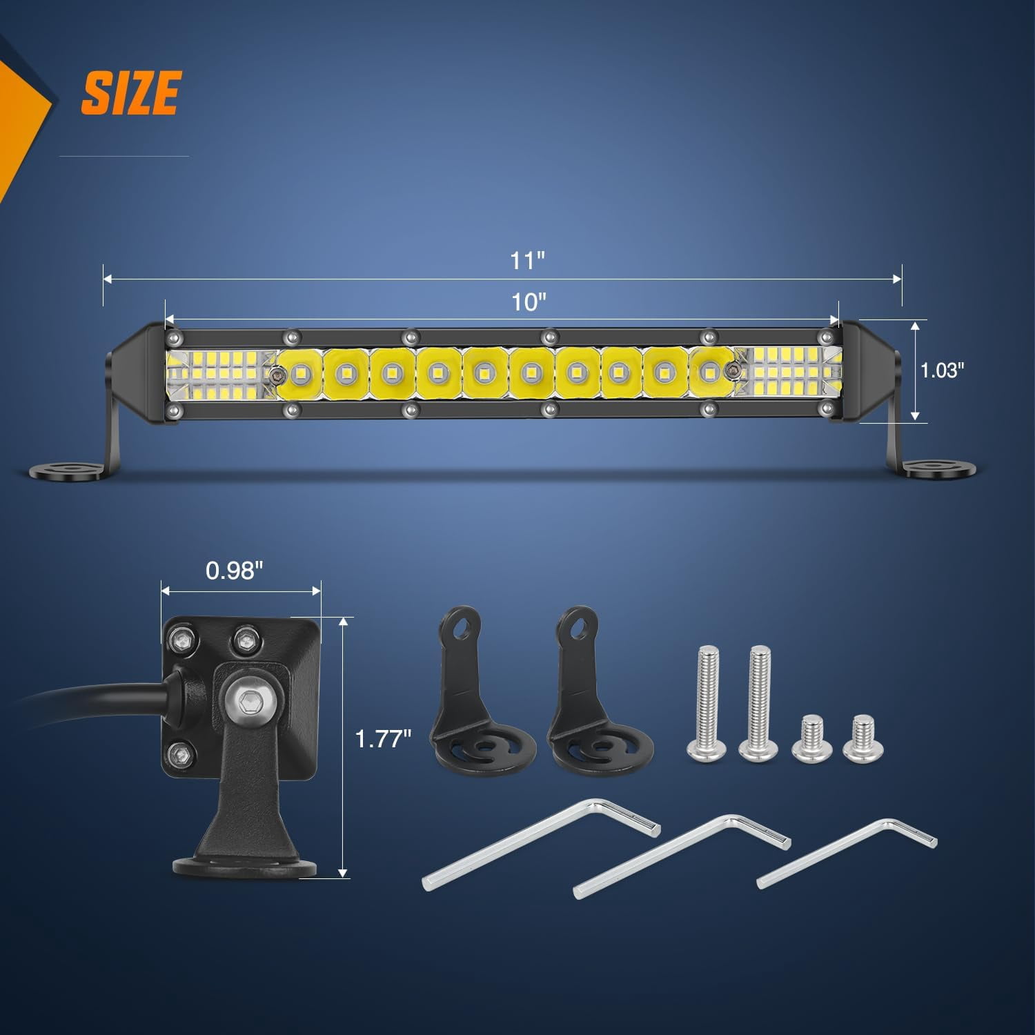 Nilight 11 Inch 26 LED Flood Spot Combo Light Bar for 4x4 Trucks SUV ATV UTV 12V 24V
