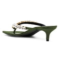 thumbnail image 3 of FSJ Women Elegant Crystal Square Open Toe Kitten Heel Flip Flops Slip On Low Heeled Thong Sandals Evening Dress Mule Shoes Size 12 Green, 3 of 4