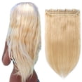 thumbnail image 1 of 100% Human Hair Clip In Hair Extensions 15 Colors Can Curly Dyed Washed 1 Piece/5 Clips Light Brown 18”-50g, 1 of 6