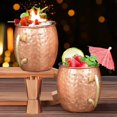 thumbnail image 3 of Moscow Mule - Juego de 4 tazas de cobre para mule, con mango, tazas de cobre martillado con doble jigger, popotes de acero inoxidable, cuchara para bebidas frías, 3 of 4