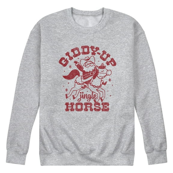 Instant Message - Giddy Up Jingle Horse - Men's Long Sleeve Crew Fleece Sweatshirt