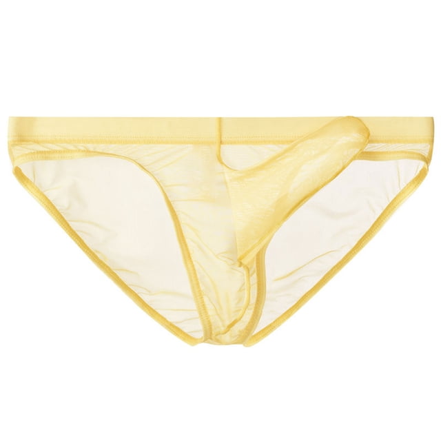 ylioge Mesh Underwear for Men Lightweight Low Rise High-Cut Breathable See-Through Solid Color Comfort Hipsters Briefs