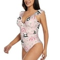thumbnail image 3 of Yiaed Cute Cartoon Panda Print Women's Ruffled One Piece Swimsuit V Neck Swimwear Slimming Monokini for Woman-XX-Large, 3 of 8