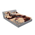 thumbnail image 2 of Ambesonne Modern Fitted Sheet & Pillow Sham Set, Circle with Women Image, Full, Sand Brown Seal Brown, 2 of 2