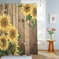 thumbnail image 4 of Shower Curtains for Bathroom, Sunflower Waterproof Fabric Shower Curtain, Farmhouse Floral Bee Brown Vintage Wood Grain Decorative Bathroom Curtain for Bathtub, 72"x72", No Hooks Included, 4 of 9