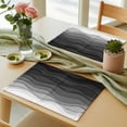 thumbnail image 6 of Black Ombre Stripes Placemats for Dinning Table Set of 4, Modern Abstract Sea Waves Spray Art Burlap Kitchen Place Mats Waterproof Cloth Table Mats, Indoor Outdoor Placemats Easy Clean Dinner Decor, 6 of 8