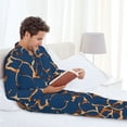 thumbnail image 6 of Naloa Giraffe Skin Men’s Pajamas Set - Long Sleeve Button Down Sleep Shirt and Pajama Bottoms Sleepwear Set-Medium, 6 of 7