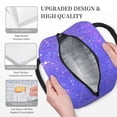 thumbnail image 3 of Honeii Purple Glitter Print Insulated Lunch Bag Women Reusable Lunch Box with Pocket for Work Picnic Travel -One Size, 3 of 6
