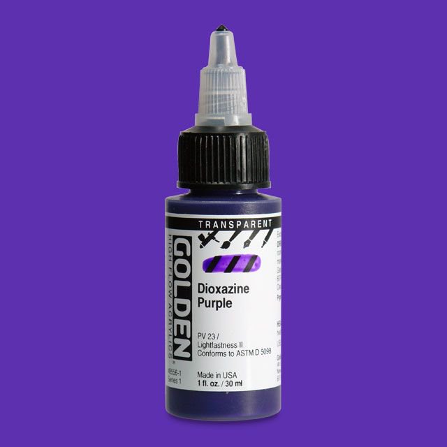 Golden High Flow Acrylic Paint Transparent Dioxazine Purple, 1 Oz