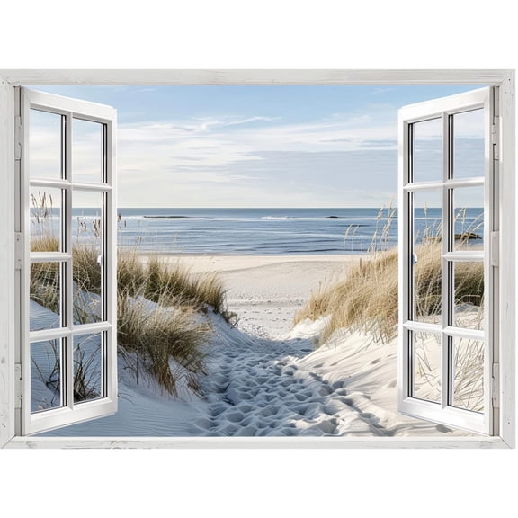 Window Scenery to Seaside Beach 5D Diamond Art Painting by Number Kits for Adults DIY Paint with Round Full Drill Diamond Gems Painting Art Craft for Home Wall Decor 11.8x15.8in(2)