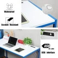 thumbnail image 2 of JJS Small Computer Desk Simple Style Writing Desk for Small Spaces 40 Inch Home Office Modern Student Study Laptop Writing Table with Storage Bag USB Hub, White/Blue, 2 of 7