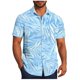 thumbnail image 2 of Blusa y camisa de manga corta con cuello vuelto para hombre, informal, a la moda, con estampado de bolsillo y botones, de poliéster., 2 of 6