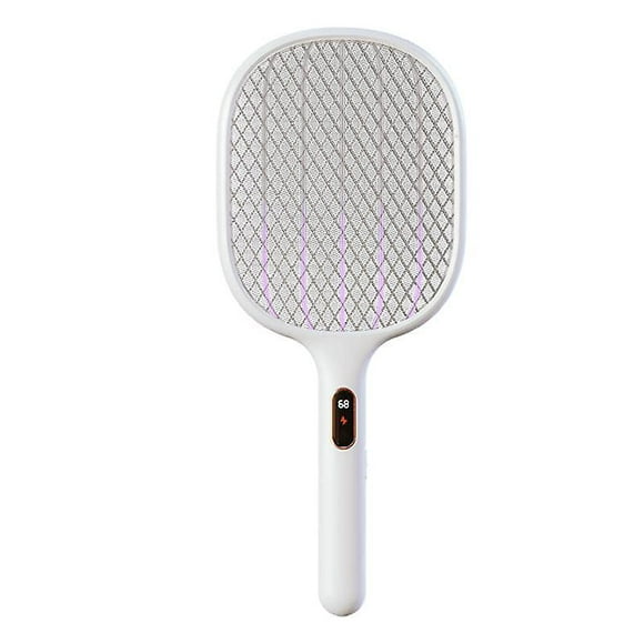 Lishi Electric Fly Swatter Racket, 2-in-1 Rechargeable Base, Mosquitoes Trap Lamp & Fly Killer, Safety Mesh, for Home, Bedroom, Kitchen