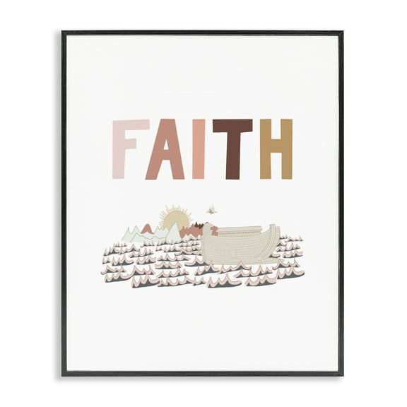 Stupell Industries Noah's Ark Faith Religious Painting Black Framed Art Print Wall Art, 11 x 14
