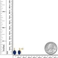 thumbnail image 3 of Gem Stone King Oval Blue Created Sapphire White Diamond 3.21 Ct 10K Yellow Gold Earrings, 3 of 3