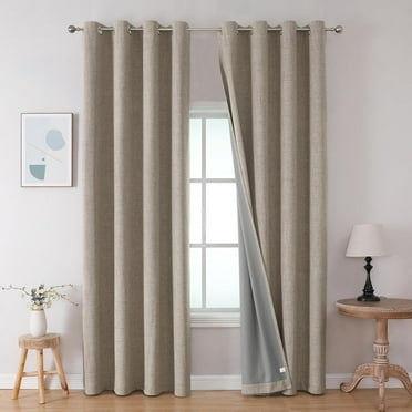 Blackout Curtains 72 Inches Long 2 Panels , Room Darkening Curtains for Bedroom, 100% Black Out Textured Thermal Drapes Privacy Protection 2 Panels Set(W52 x L72 Inch, Linen)