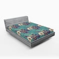 thumbnail image 2 of Ambesonne Petunia Pattern Fitted Sheet, Colorful Wings Art, California King, Sea Green Quartz and Mustard, 2 of 5