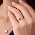 thumbnail image 4 of Gem Stone King 10K White Gold Round Red Garnet and White Moissanite Ring for Women (0.36 Cttw, Round 3.5MM, Gemstone January Birthstone, Size 8), 4 of 6