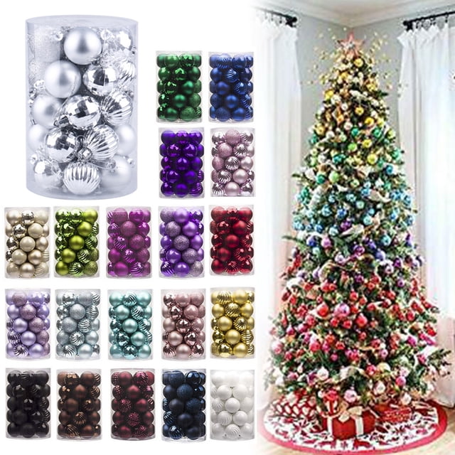 34Pcs Christmas Ball Shatterproof Christmas Tree Decoration Ball Christmas Ball Ornaments Holiday Wedding Party Decoration Ball 1.6"