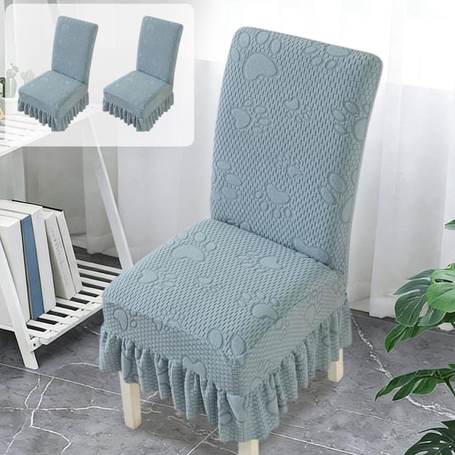Fundas elásticas para sillas de comedor con estampado de pata de gato | Pack de 2 fundas de franela jacquard elástica para asiento y respaldo | Fundas lavables para sillas para todo tipo de clima,