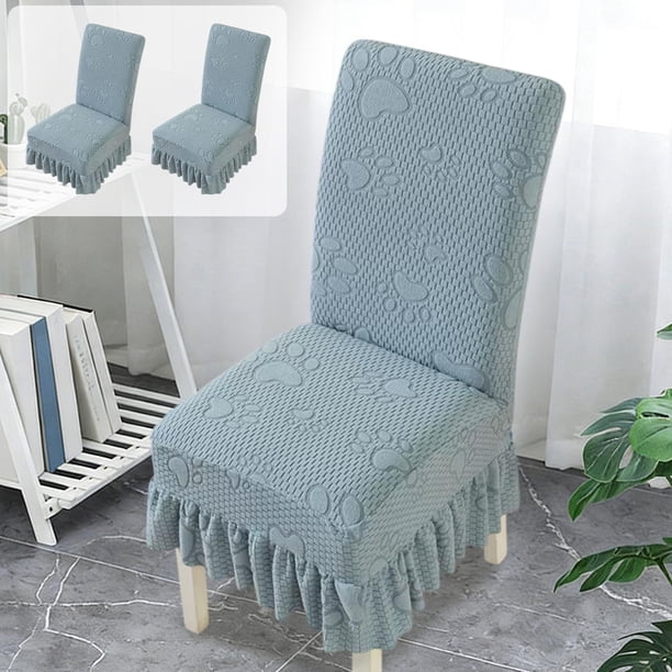 Fundas elásticas para sillas de comedor con estampado de pata de gato | Pack de 2 fundas de franela jacquard elástica para asiento y respaldo | Fundas lavables para sillas para todo tipo de clima,