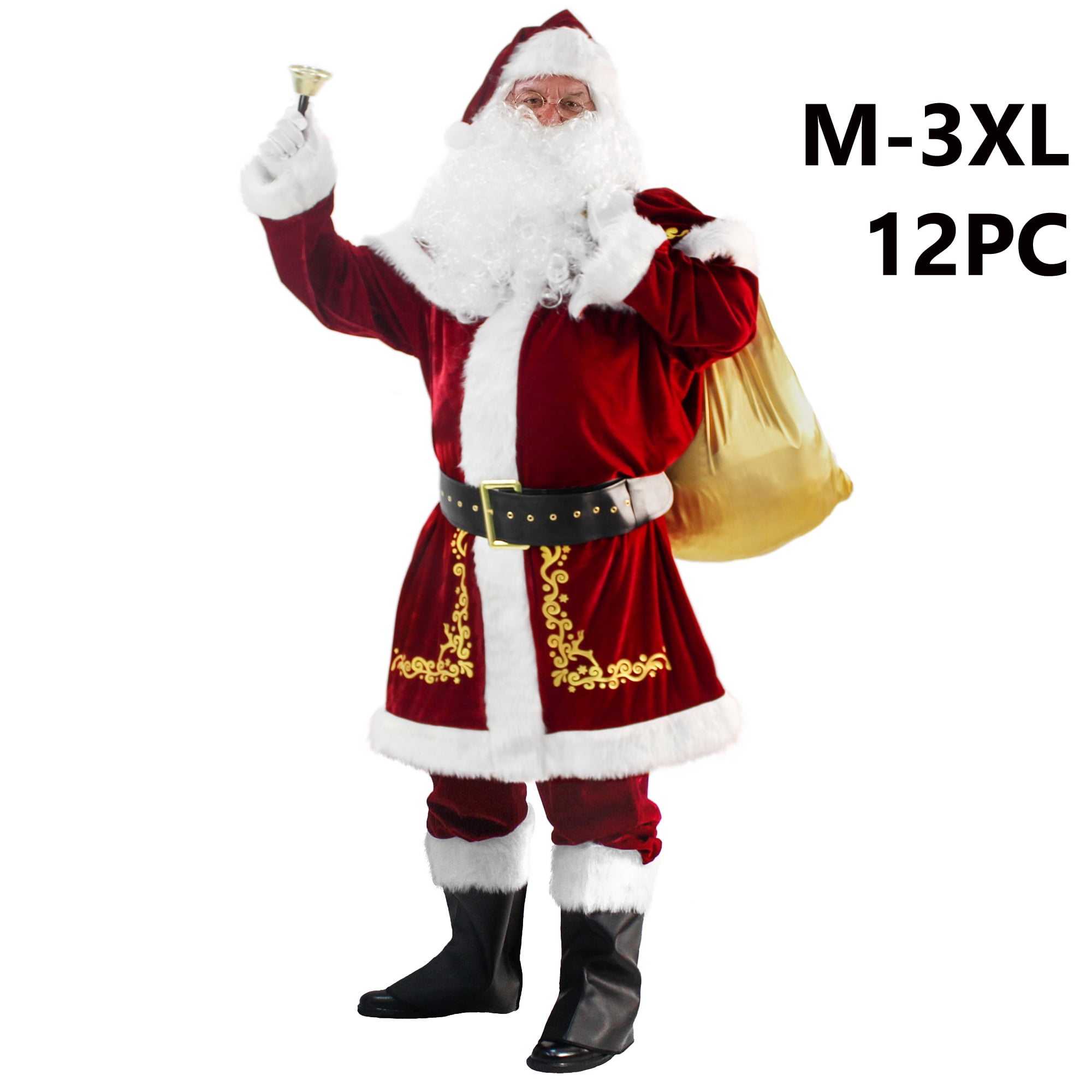 Santa Skin Suit 2nd Skin Xmas Christmas Fancy Dress Costume Outfit Size M-XL 