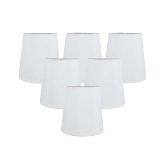 Meriville Set of 6 Off White Faux Silk Clip On Chandelier Lamp Shades, 3.5-inch by 4.5-inch by 4.5-inch