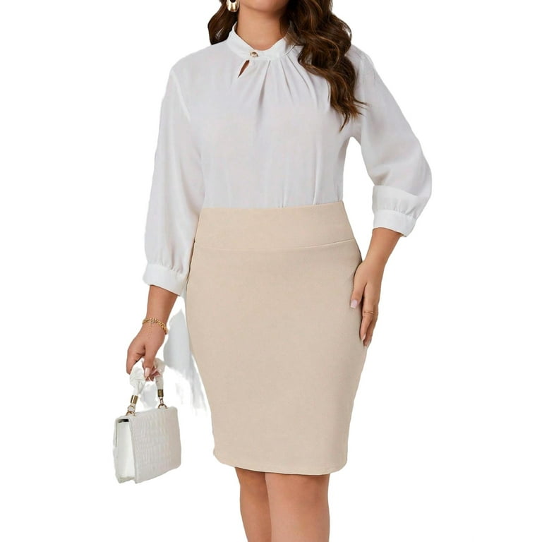Khaki pencil skirt 4xl hotsell