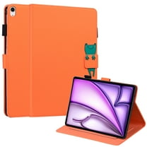 Dteck Folio Case for iPad Air 13-inch (M3/M2) 2025/2024, Multi-Angle Viewing Protective Stand Cover with Pencil Holder & Card Holder,Orange