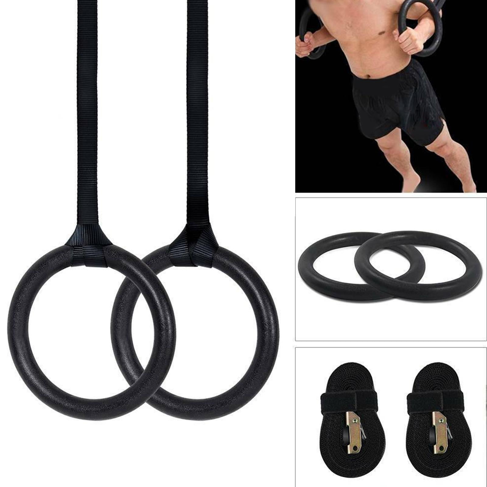 1 Pair Wooden Gymnastic Rings with Adjustable Buckle Straps 330lbs Capacity for Home Rings Gymnastic Rings 