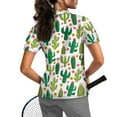 thumbnail image 2 of COEQINE V Neck Golf Shirts for Women 1/4 Zip Moisture Wicking Tennis Activewear Cactus and Sunflower Print Workout Golf Tops Lightweight Short Sleeve Polo Shirts, S, 2 of 7