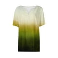 thumbnail image 4 of QUNYINEY Casual Women Shirts Short Sleeve Gradient V Neck Tops Summer Button Loose Pullover Women's Tops, 4 of 5