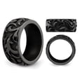 thumbnail image 3 of Mens Black Titanium 11mm Pattern Band Ring, 3 of 4