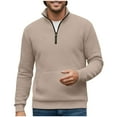 thumbnail image 3 of Generic Mens Half Zip Pullover Sweatshirt Textured Mock Neck Long Sleeve Shirts Casual Athletic Muscle Tops Fall Polo Sweater, 3 of 5
