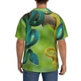 thumbnail image 3 of Rateoe Blue Viper And Yellow Viper Snake Pattern Men's Short Sleeve Classic Shirt, Casual Short-Sleeved Shirt, Lightweight Summer Shirt, Cuban Collar Shirt,Button-Front Shirt-X-Large, 3 of 5