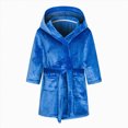 thumbnail image 2 of HFHAPW Boys Girls Robe Kids Flannel Hooded Bathrobe Sleepwear Pajamas Toddler Soft Plush Robes Baby Gifts 2T 3T 4T 5T 6T 7T 8T 9T 10T 11T 12T(Blue,11-12 Y), 2 of 9