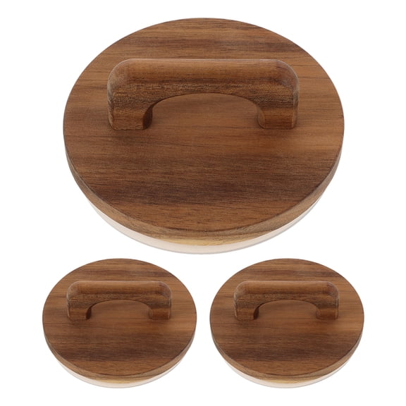 LOLIPPYY 3Pcs Acacia Wood Jar Lids with Silicone Seal Leakproof Airtight Lid for Glass Storage