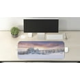 thumbnail image 2 of Winter Computer Mouse Pad, Sunrise in Winter Landscape Snowy Fields Frozen Pine Trees Northern Hemisphere, Rectangle Non-Slip Rubber Mousepad Large, 31" x 12", Coral White Blue, by Ambesonne, 2 of 2