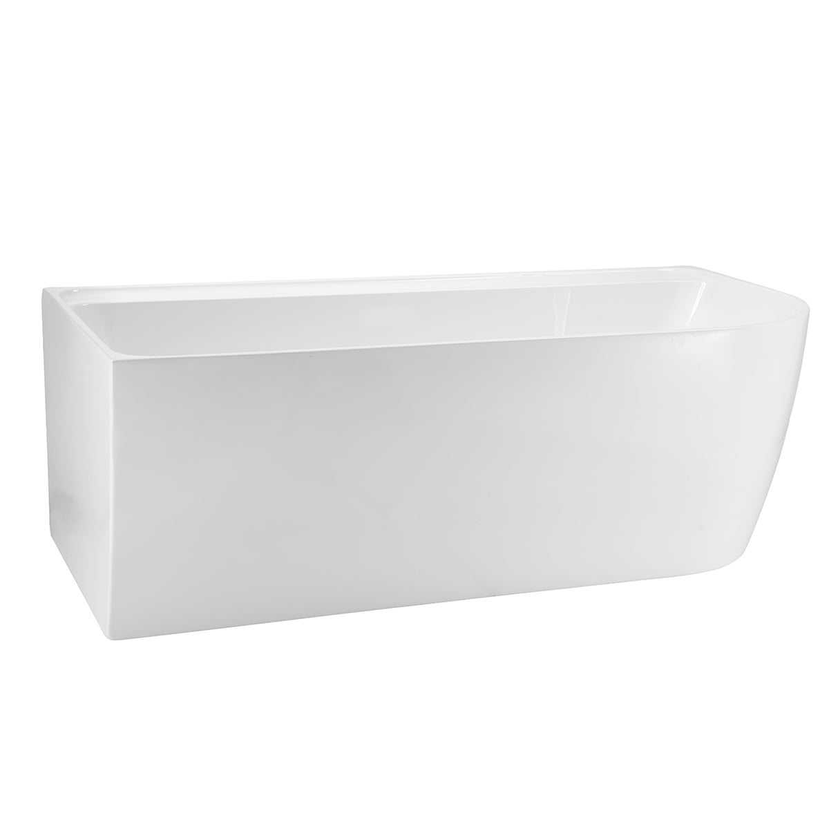A&E Bath and Shower Silqua 59 po x 29,5 po Baignoire autoportante d’angle gauche en blanc brillant
