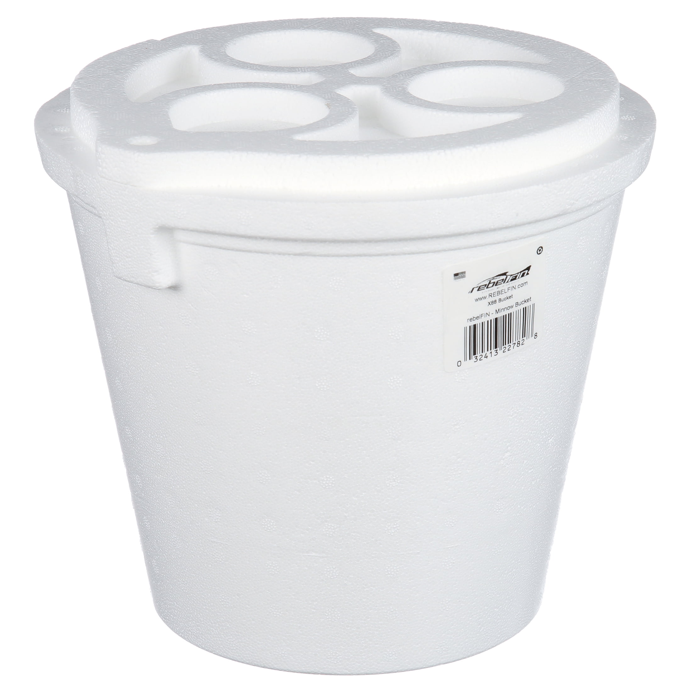 rebelFIN Fishing Minnow 8qt Bait Bucket with Carry Rope and Lid