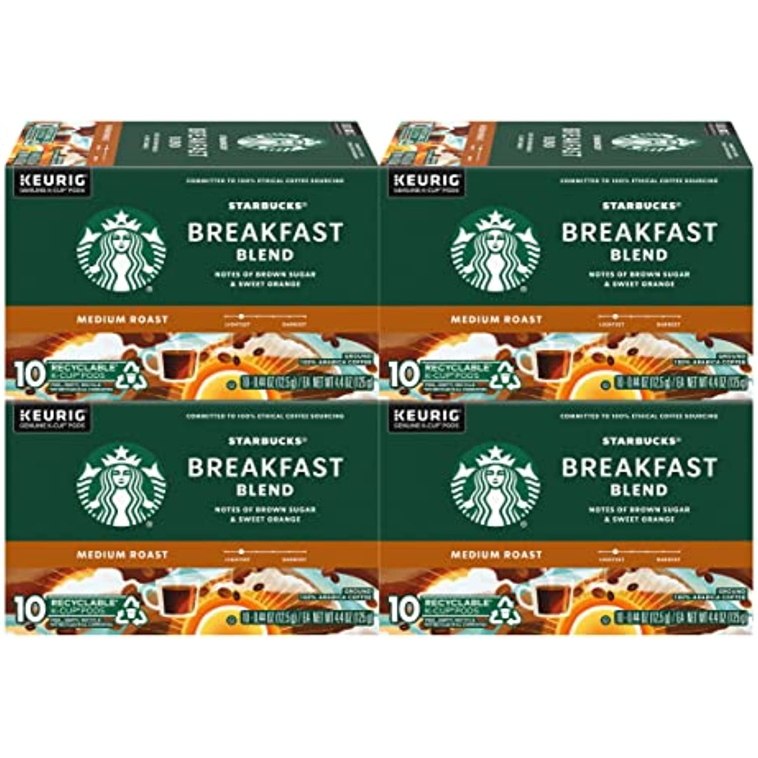 Starbucks Coffee KCup Pods, Breakfast Blend Medium Roast, Ground