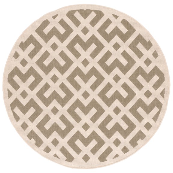 Safavieh Courtyard Alvin Geometric Indoor/Outdoor Area Rug, Green/Bone, 5'3" x 5'3" Round
